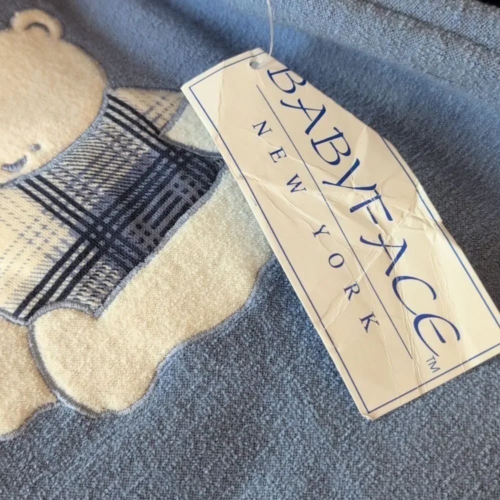 Vintage Baby Face New York blue embroidered teddy bear‎ outfit